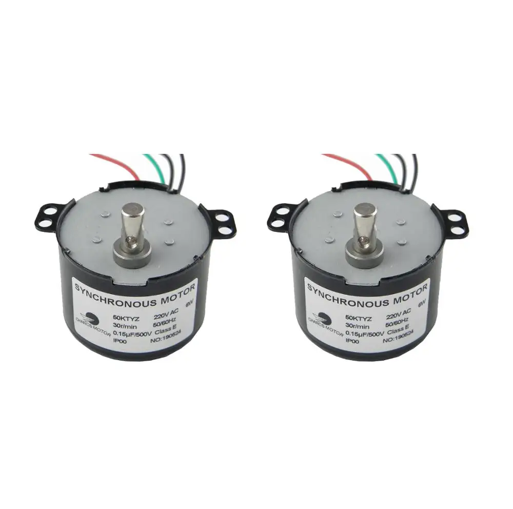 CHACNS High Speed Mini Gearbox Electric Motor 50KTYZ 220V 30RPM Synchronous Geared 2PCS | AC