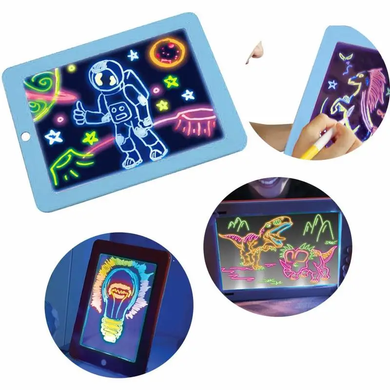 Cloudro 3D LED Drawing Mat Set Large Painting Writing Board Glowing In Dark Magic Pen Educational Toy Gift | Дом и сад