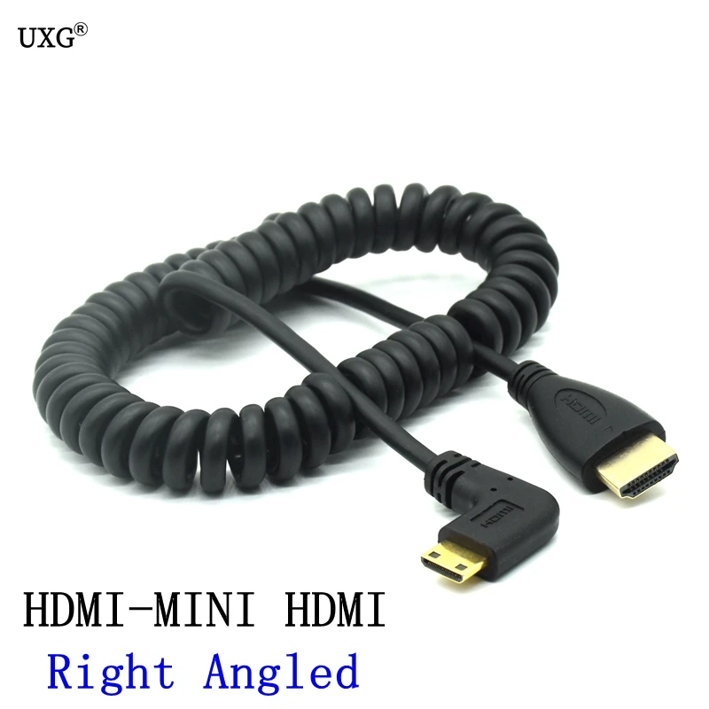 usb c power adapter HD-to Right Left Up Down Angle Mini HD Micro HDTV-compatible Male To Male Stretch Spring Curl Flexible Cable V1.4 DSLR 0.5M/1.8M mini hdmi