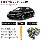 Автомобильные светодиодные лампы 6x, комплект для освесветильник салона автомобиля, карты, багажника, подходит для 2014, 2015, 2016, 2017, 2018, 2019, Honda civic, лампа для номерного знака двери