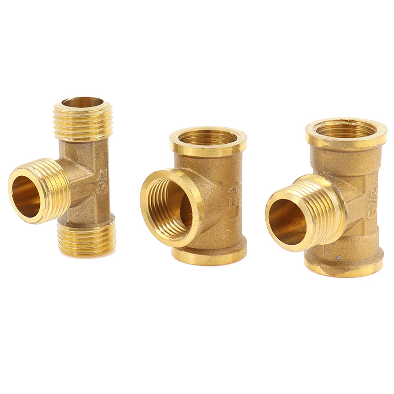 

1pcs Hot Brass Pipe Fitting Male Female Thread 1/2" Bsp Tee Type Fittings For Water Oil