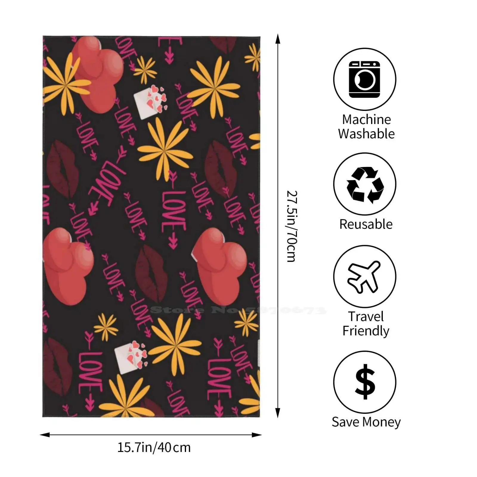 Мягкое Полотенце с рисунком Love 001 Высококачественная Спортивная мочалка