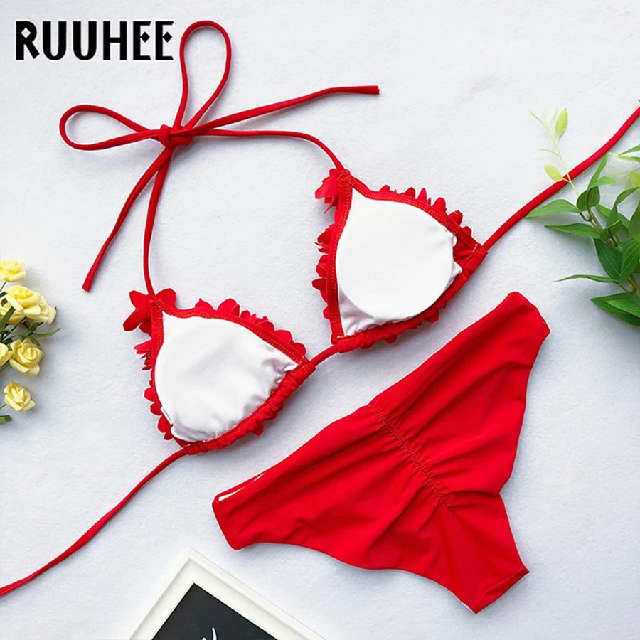 RUUHEE, бикини, купальник, женский, 3D, Цветочный, сексуальный, бикини, набор, купальник, пуш-ап, пляжная одежда, Maillot De Bain Femme Biquini