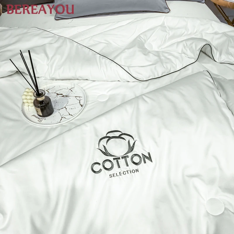 Роскошные одеяла хлопковый наполнитель летнее покрывало однотонные двойные для