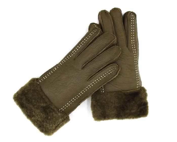 Зимние теплые женские шерстяные перчатки из натуральной овчины большие размеры