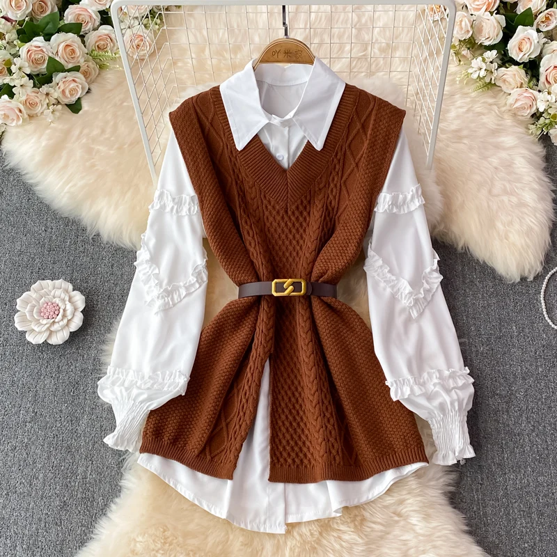 Весна-Осень 2022 костюмы в корейском студенческом стиле женские белые шикарные