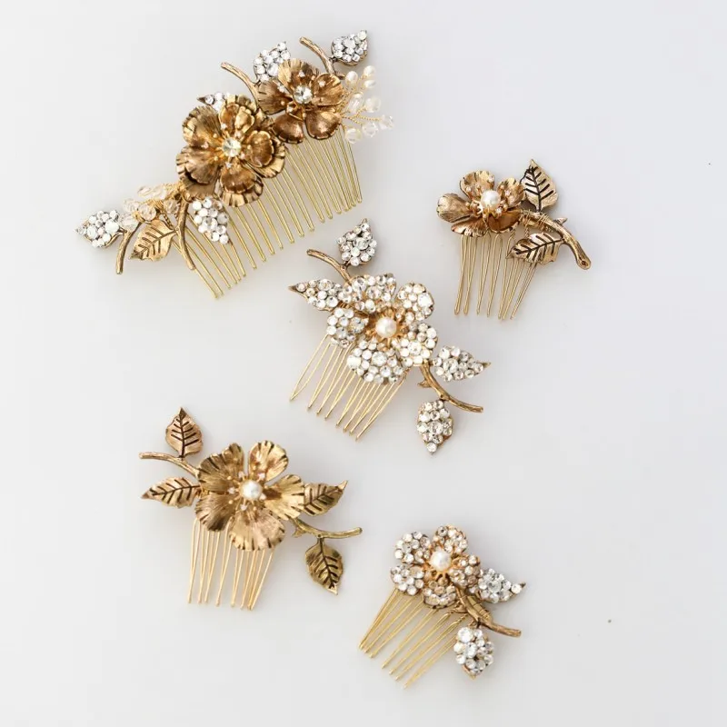 Delicate Vintage Gold Bridal Small Hair Comb Pins Crystal Accessories For Women Wedding Party Prom | Украшения и аксессуары