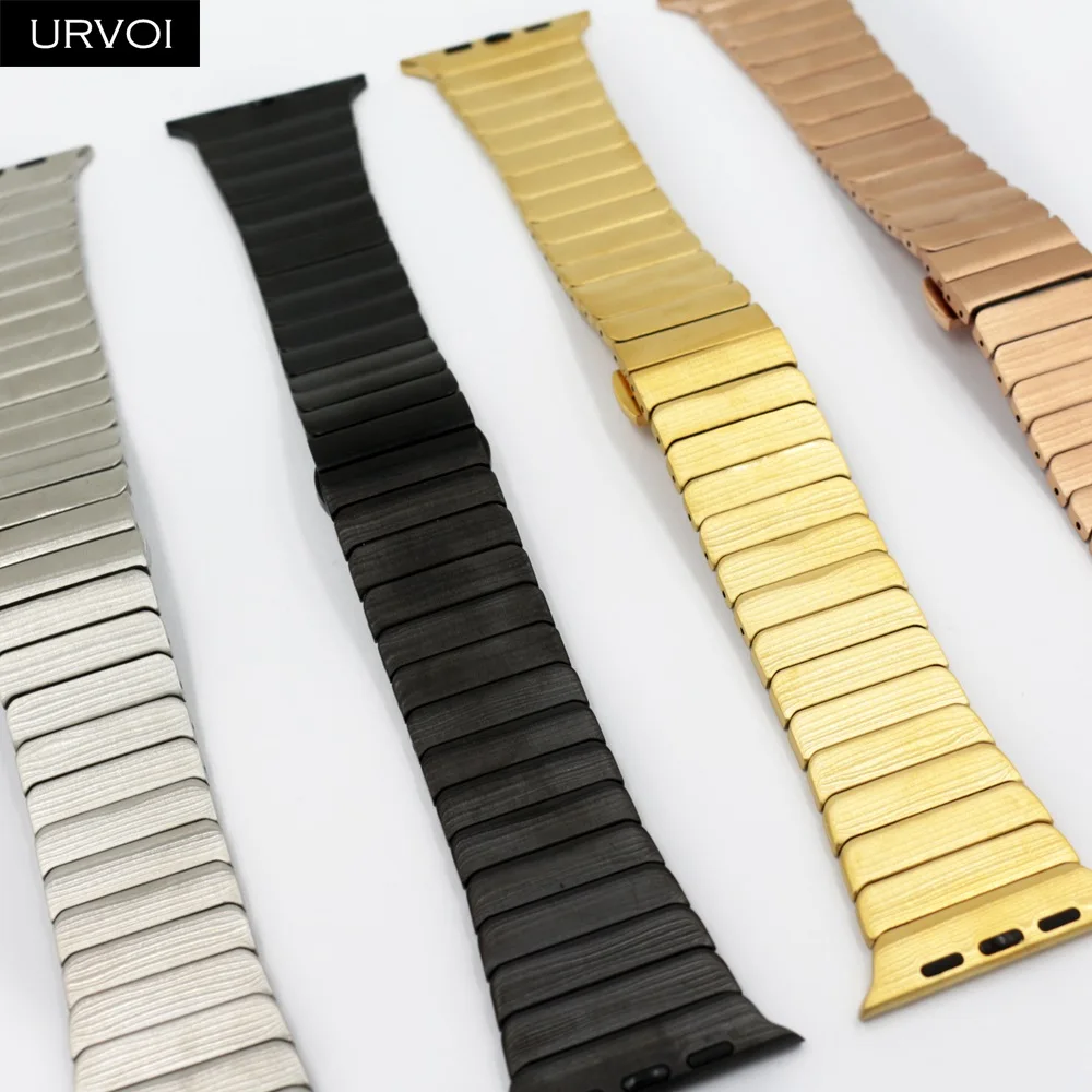 URVOI ремешок для apple watch 4 5 3 2 1 соединяющий ремешок браслета для iWatch 42 44 мм высокого качества из нержавеющей стали регулируемый ремешок Gen.6th