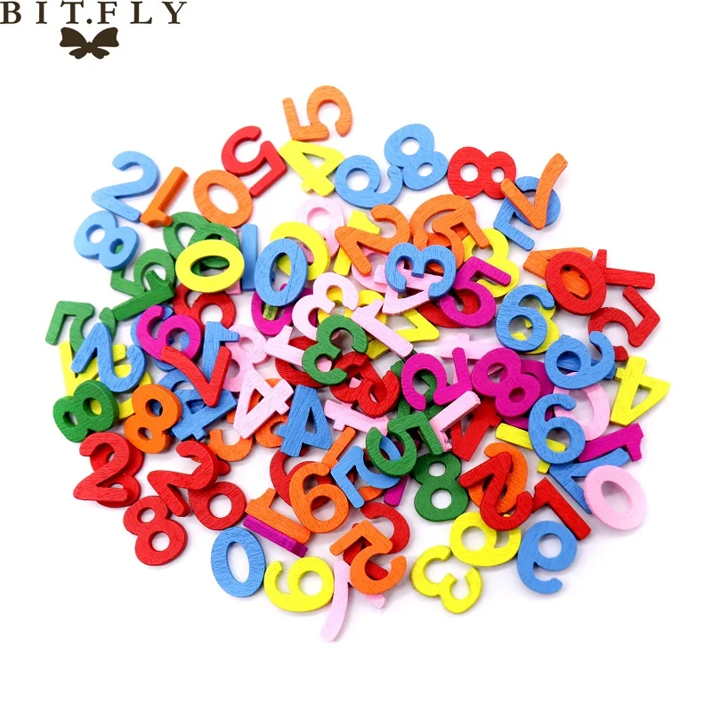 numbers Buttons Акция деревянные пуговицы 100 шт цифры/Цветы Форма DIY Скрапбукинг деревянные пуговицы детская одежда швейные принадлежности - Цвет: numbers Buttons