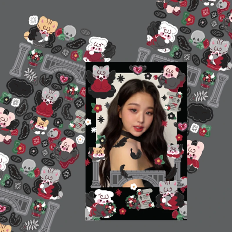 

Cute Animal Angel Laser Sticker Idol Card Decoration Diy Hand Account Photo Frame Sticker Props Korean Stationary Art Supplies