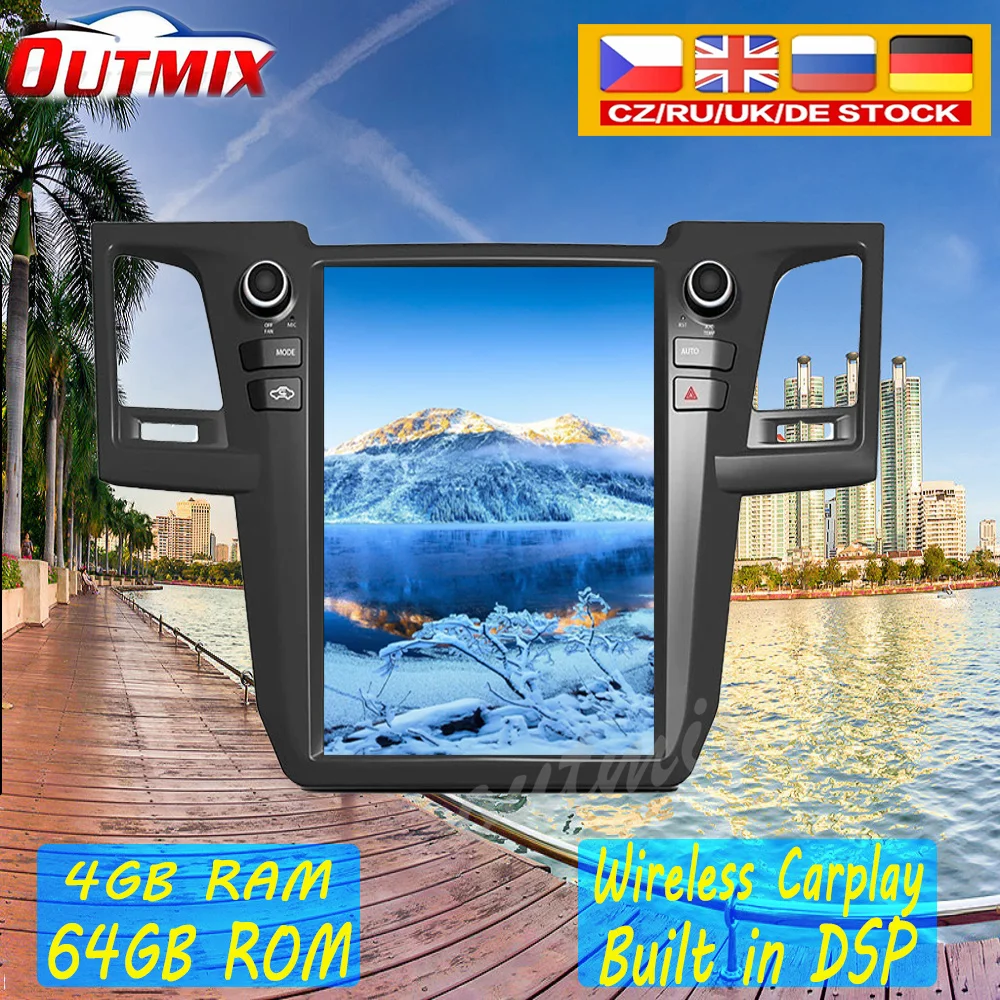 

64G вертикальный экран Android 9 автомобильный DVD-плеер GPS-навигация для TOYOTA Fortuner /HILUX Revo 2005 -2015 PX6 мультимедийный carplay