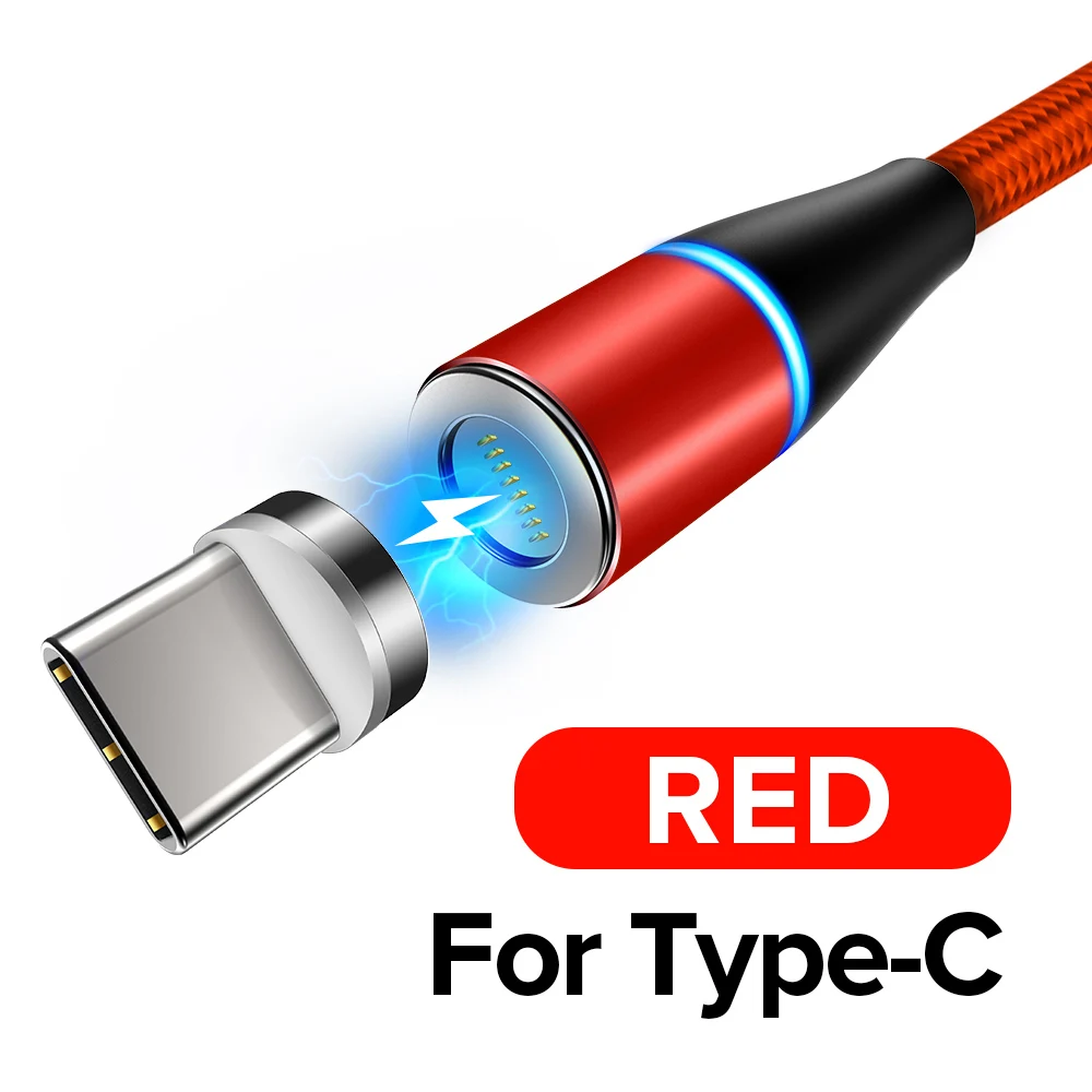 Red For Type C Venroii 1 м 2 м Быстрый Магнитный кабель 3 А Быстрая зарядка 3,0 микро USB зарядное устройство type C Зарядка для samsung S9 Xiaomi Магнитный шнур для телефона - Цвет: Red For Type C