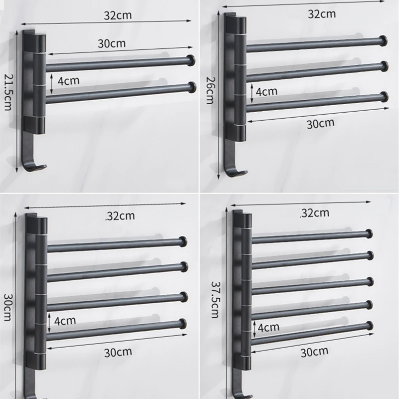 Черный нержавеющий алюминиевый сплав настенный держатель для полотенец стойки