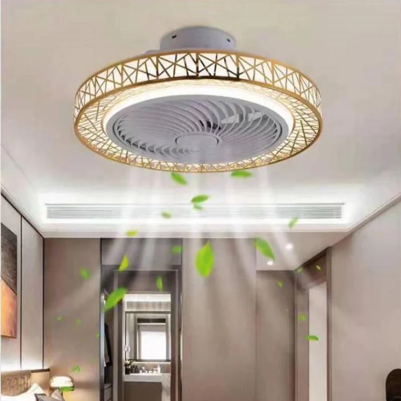 

Nordic postmodern intelligent LED ceiling fan with lamp remote control bedroom decorative fan invisible silent ceiling fan lamp