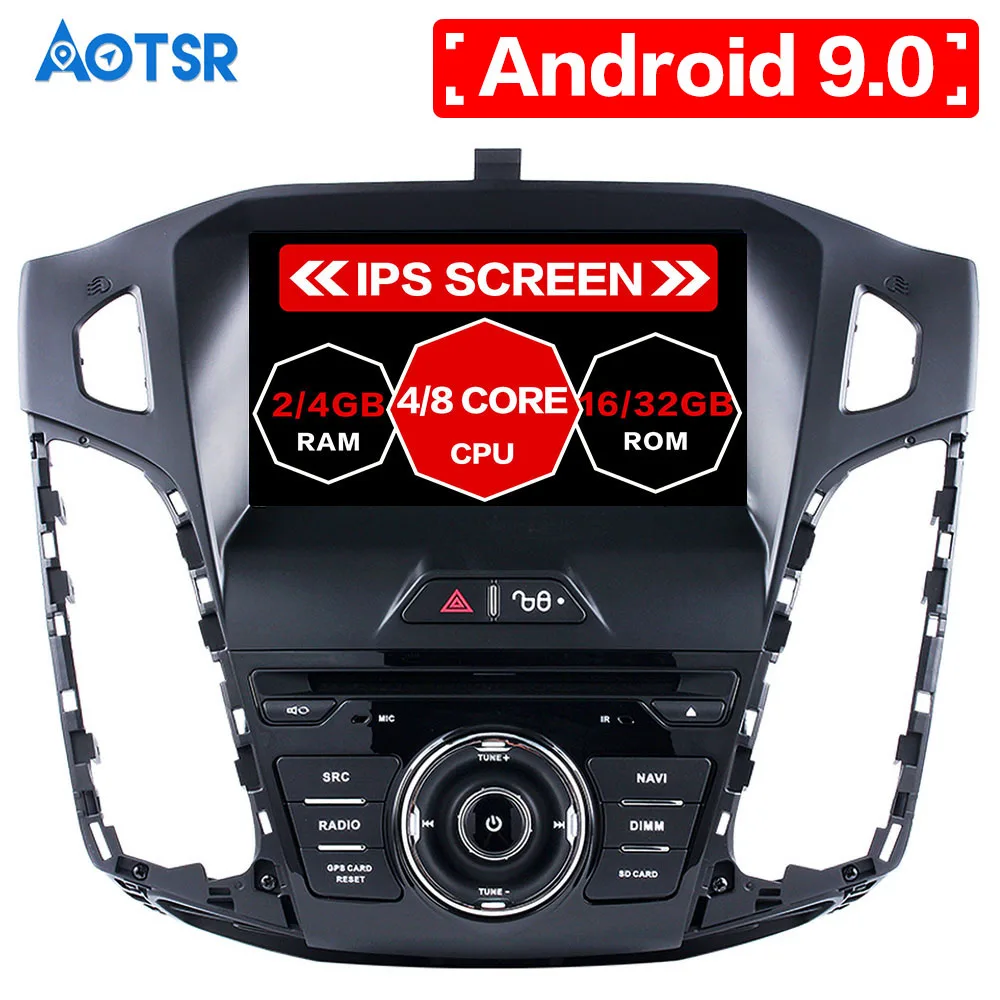 Автомобильный Медиа android 9 автомобильный GPS-навигатор DVD-плеер для Ford Focus 2012-2018