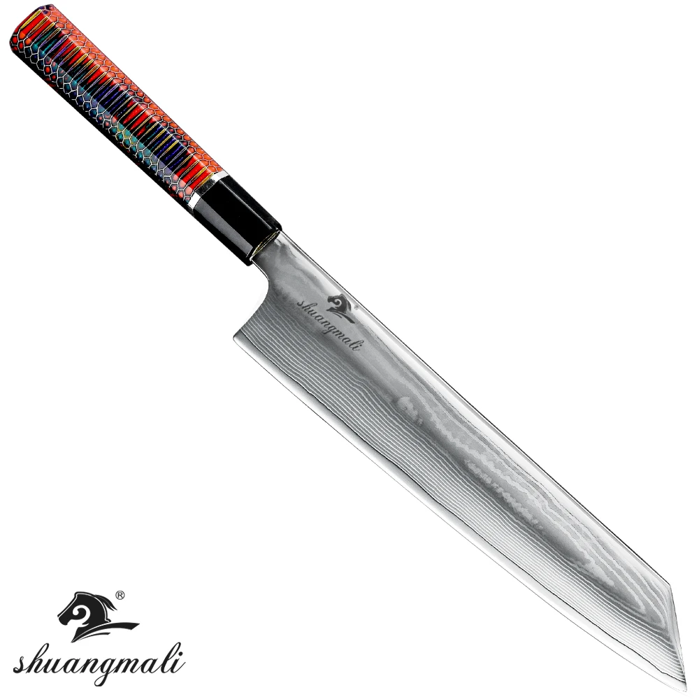 10 дюймовый японский нож из дамасской стали для сашими домашний кухонный резки