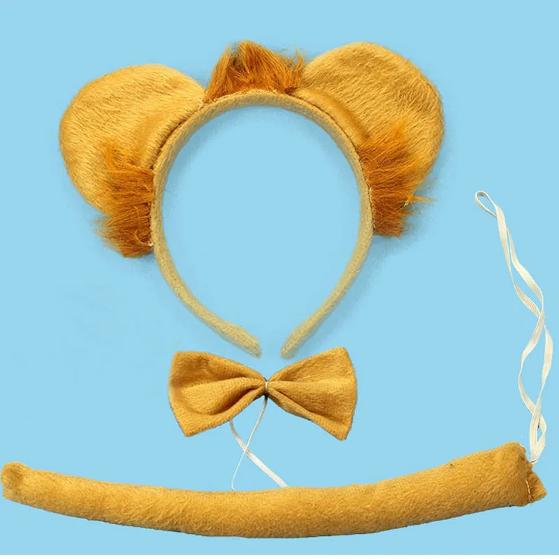 Обруч на голову Львенок галстук бабочку Хвост 3 предмета в комплекте костюм с