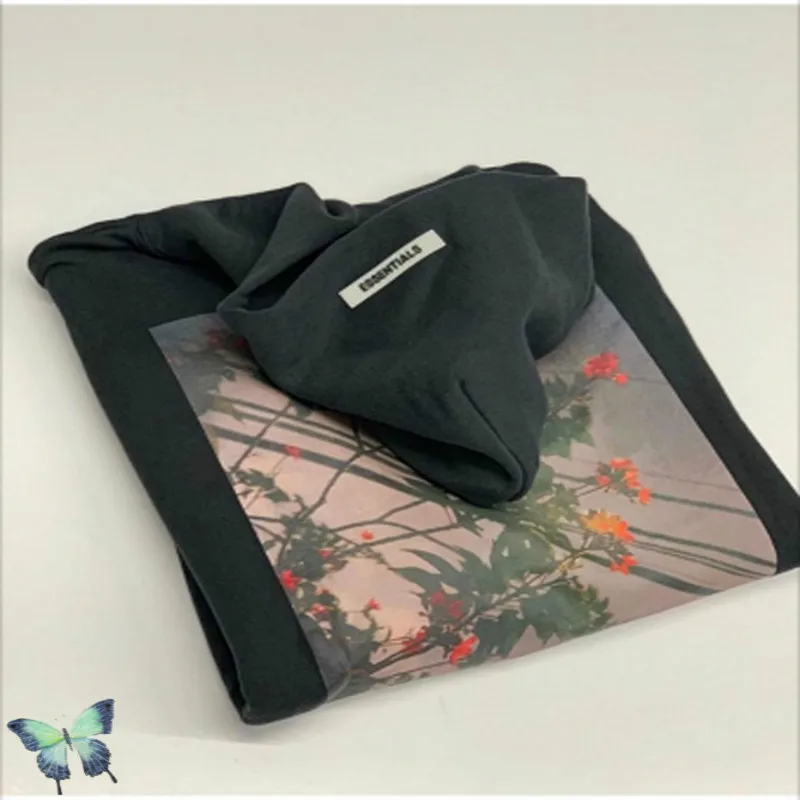 

ESSENTIALS Plum Blossom Photo Hoodie Justin Bieber Essentials Fashion Casual Hoodies Men Women High Street Washed Sweatshirts