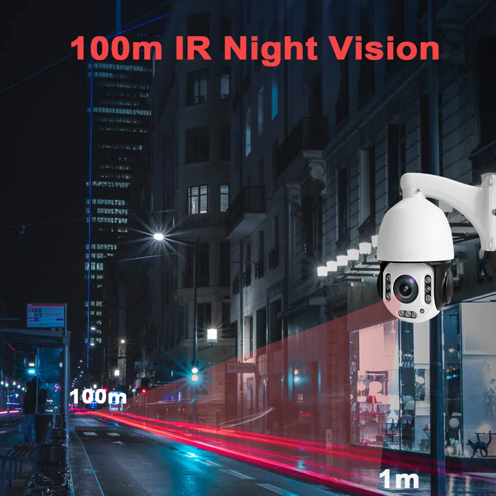 Скидка Камера Наружного видеонаблюдения 8 Мп, 4K, PTZ, 30-кратный зум, Onvif, H.265, POE, двустороннее аудио, слот для SD-карты, совместима с Hikvision