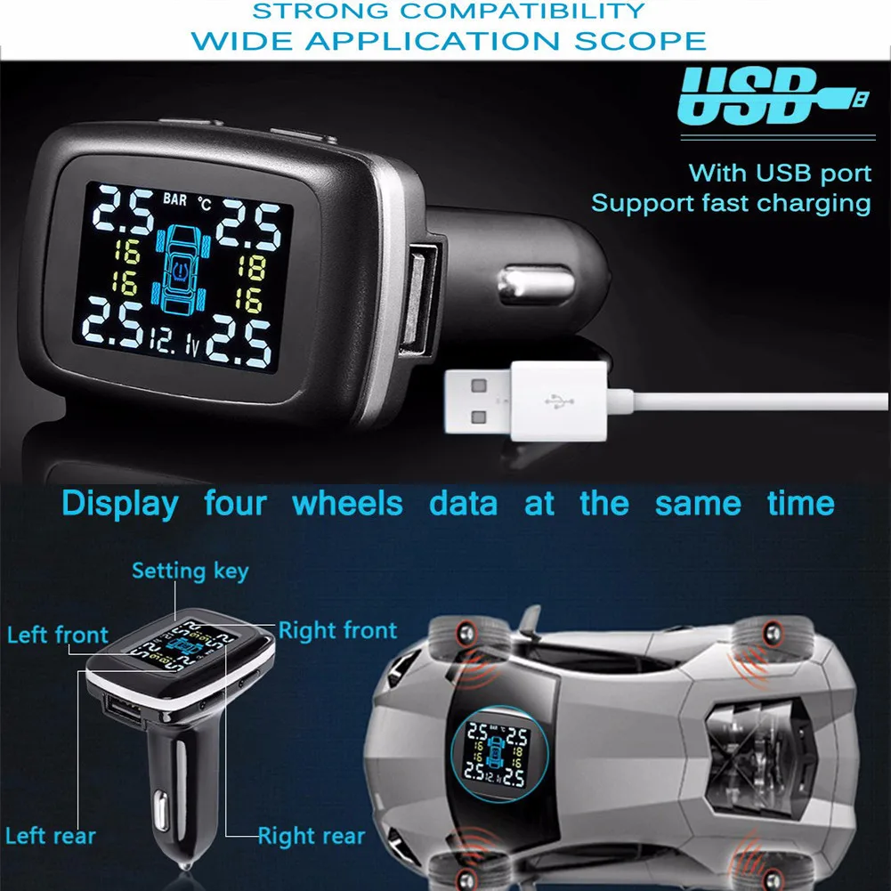 Система контроля давления в шинах TPMS профессиональная беспроводная цифровая