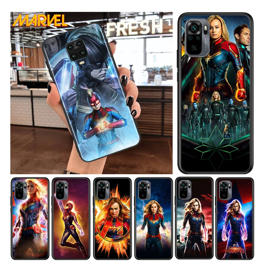 

Captain Marvel for Xiaomi Redmi Note 10 10S 9 9T 9S 9Pro Max 8T 8Pro 8 7 6 5 Pro 5A 4X 4 Soft Black Phone Case