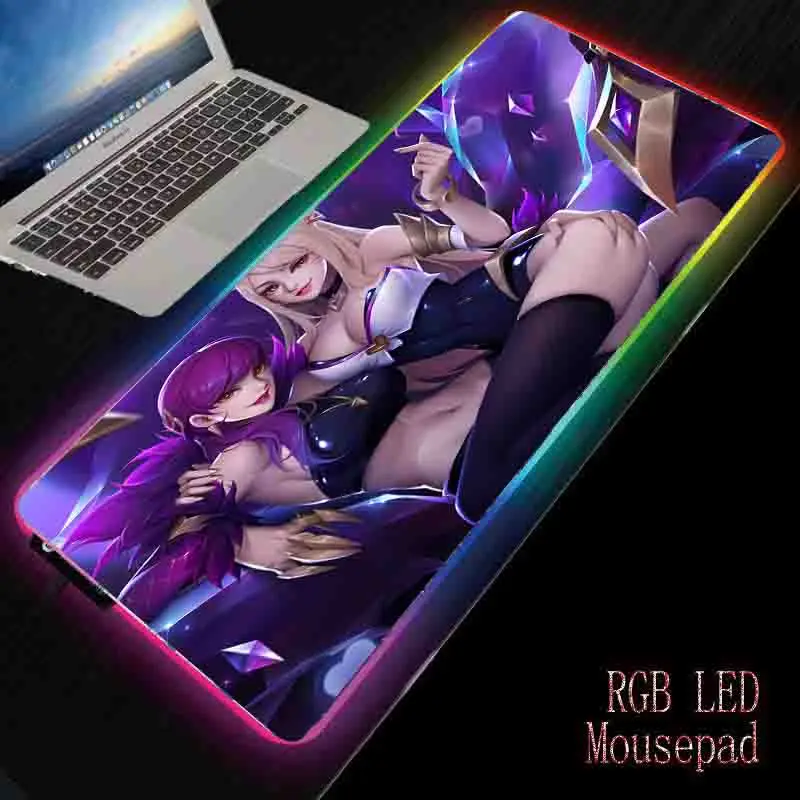 

XGZ Two Sexy Beauties Anime Mouse Pad RGB Mouse Pad LED Gaming Mouse Pad USB Lighting Backlit Rainbow Computer Keyboard Desks