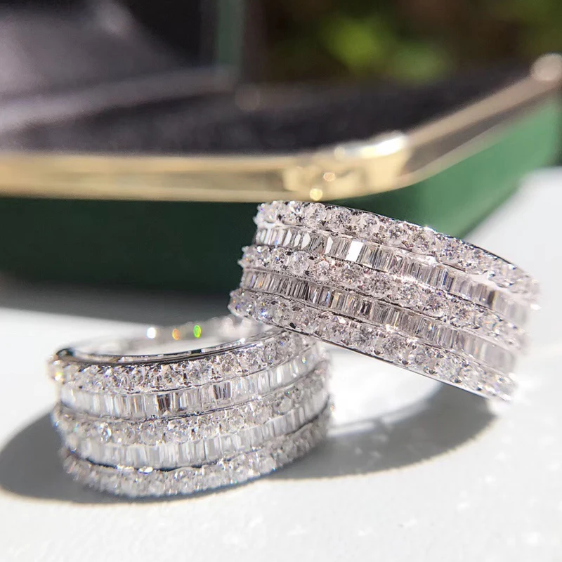 

Однотонное кольцо из белого золота 18 К с бриллиантами 1,0 карат, половинная ремешок с бриллиантами FG цвета для женщин