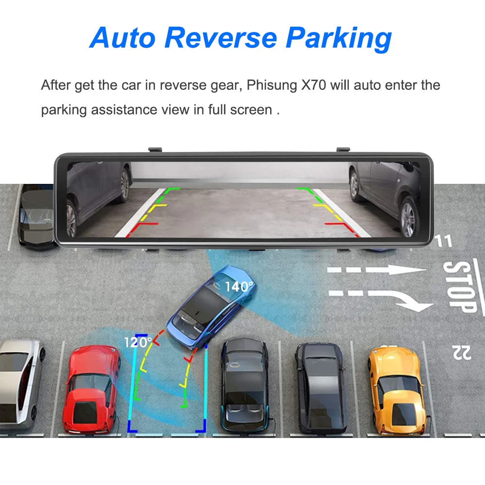 Видеорегистратор автомобильный 12 дюймов 3 дюйма 4G Android 8 1 2 + 32 ГБ FHD