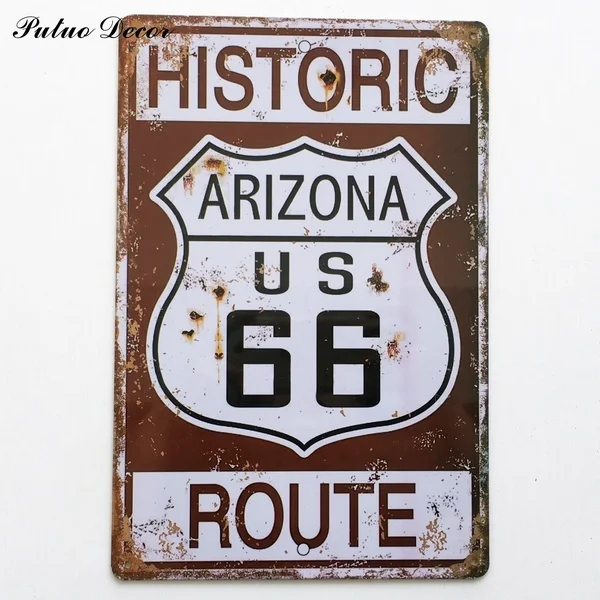 

Historic Arizona US Route 66 Vintage Metal Tin Sign Hotel Bar Coffee Retro Plaque Pub Wall Decor Vintage Decor Wall Art Decor