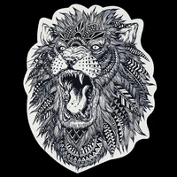 1 pieces the new fashion black and white lion big printing patch sew on diy for clothing jacket accessories supplies sticker