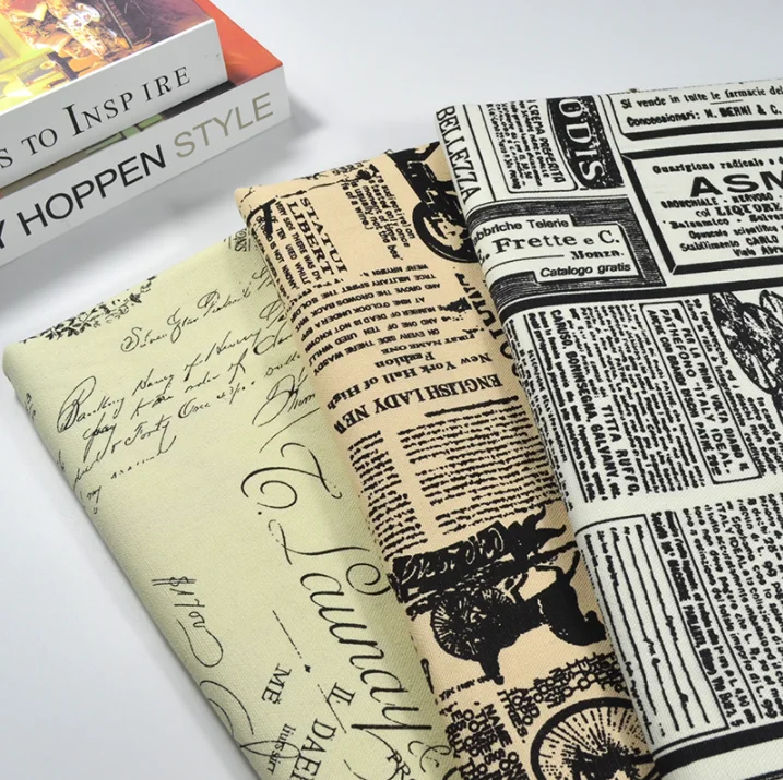 Хлопчатобумажная льняная Лоскутная Ткань с принтом газеты тканая устойчивая