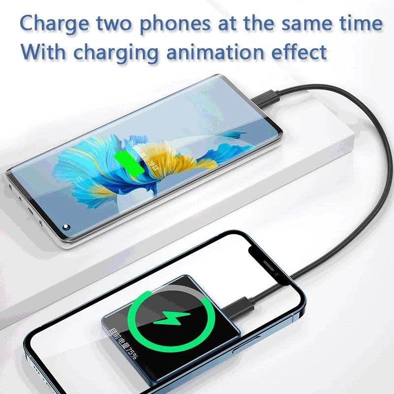 2021 new 10000mah magnetic power bank 15w fast wireless charging for iphone 13 12 pro max portable mobile phone external battery free global shipping