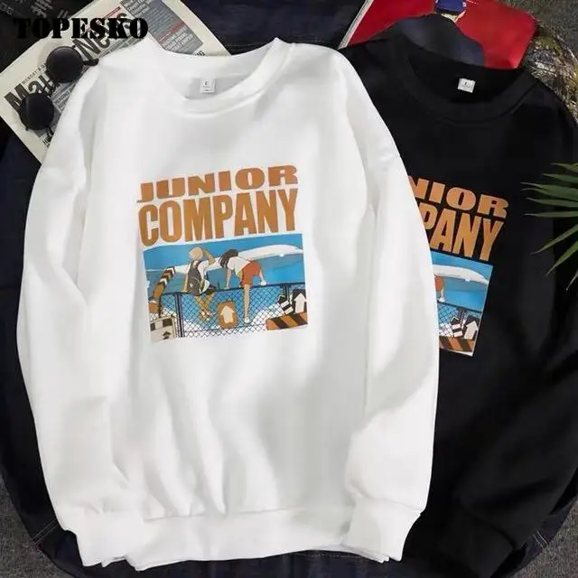 

TOPESKO Hoodies Women Men Pullovers Autumn Sweatshirt Casual Long Sleeve Junior Company Print Couple Clothes For Teenager