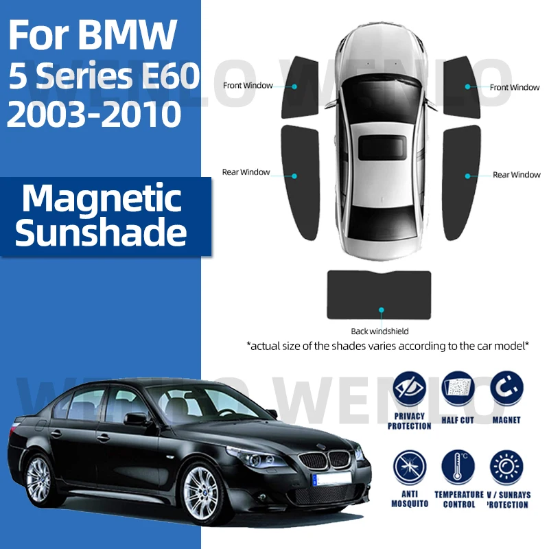 

For BMW 5 Series E60 2003-2010 Car Window Sunshade Auto Sun Visor Mesh Shade Curtain Covers Protector