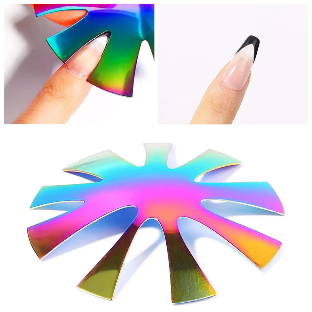 French Manicure Set Nail Design Plastic Steel Plate Model Stencil Edge Tool Trimmer Smile Line Edge Cutter Nail Art Tools