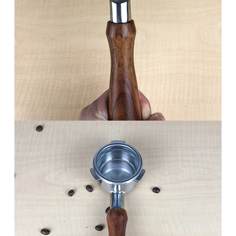 

54MM Stainless Steel Coffee Machine Bottomless Filter Holder Portafilter Wooden Handle Professional Accessory