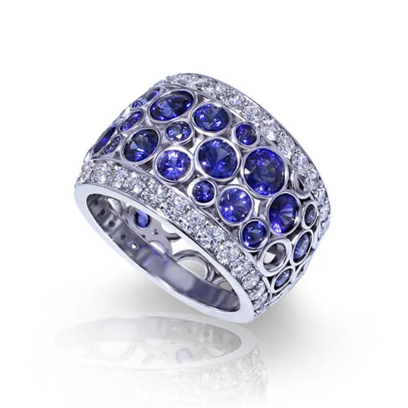 Женские винтажные кольца с синим камнем обручальное роскошное кольцо ювелирные