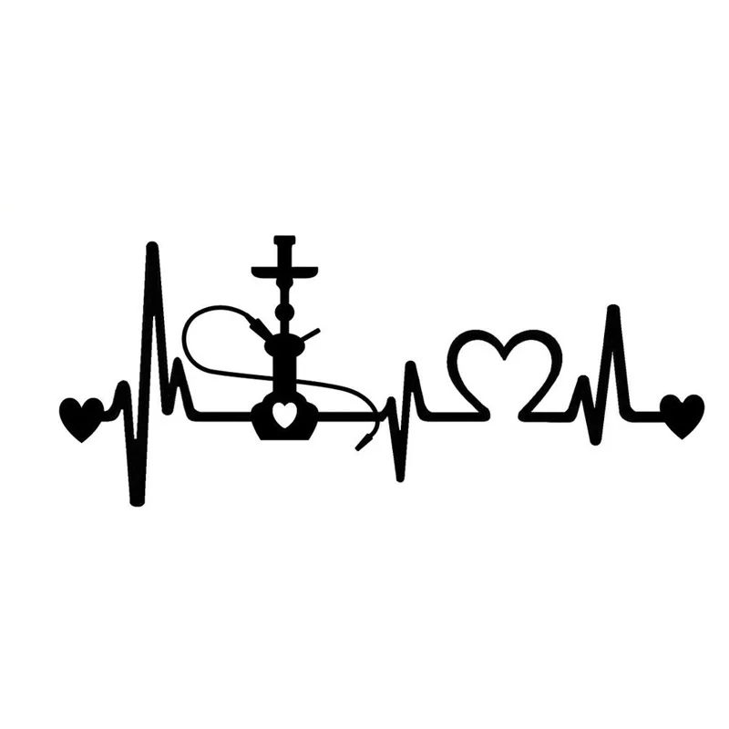 

Hot Sell Hookah Heartbeat Lifeline Decal Vinyl Black/Silver Car Sticker No Fading Sunscreen Waterproof 14CM*6CM