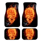 Резиновый напольный коврик Aimaao для любой погоды, черный, 4 шт., передний набор, пожарный череп, автомобильный ковер для VW Toyota Avensis T25, Suzuki Samurai