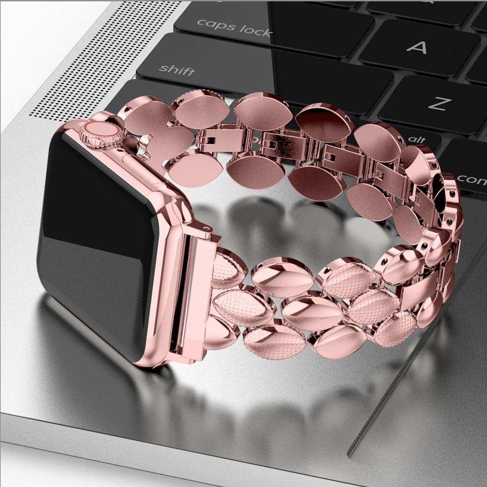 Роскошный металлический ремешок из нержавеющей стали для Apple Watch Band 38 мм 42 мм 40 мм 44 мм Модный женский мужской ремешок для iwatch series 5/4/3/2/1