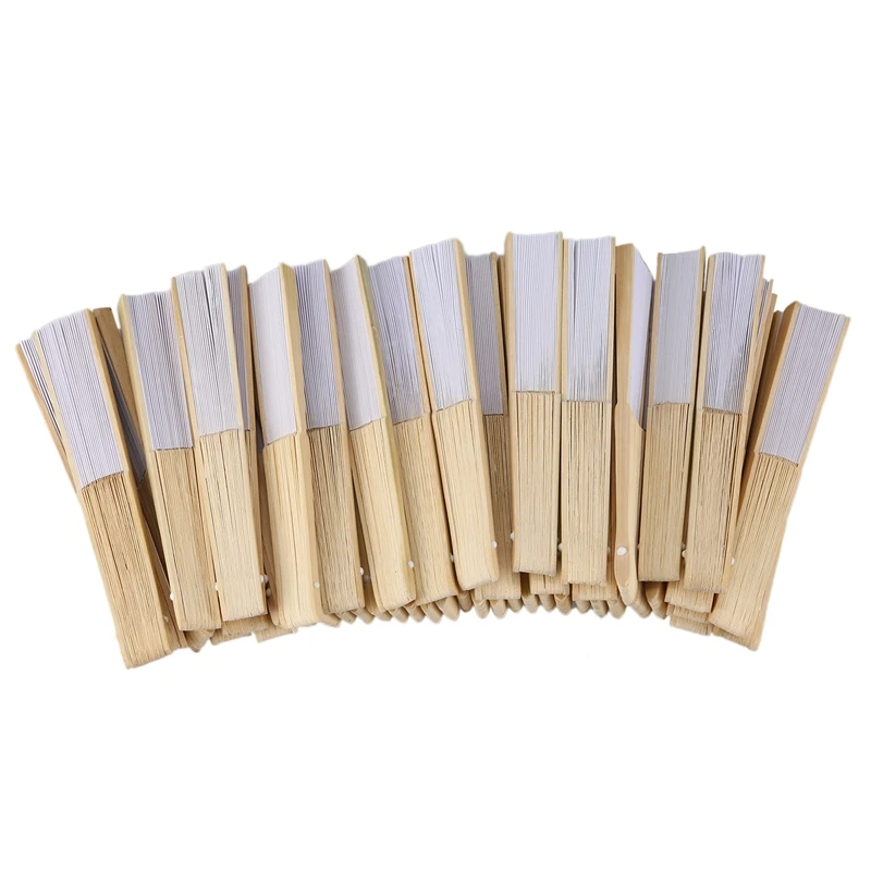 

50 pcs/lot White Folding Elegant Paper Hand Fan Wedding Party Favors 21cm(white)