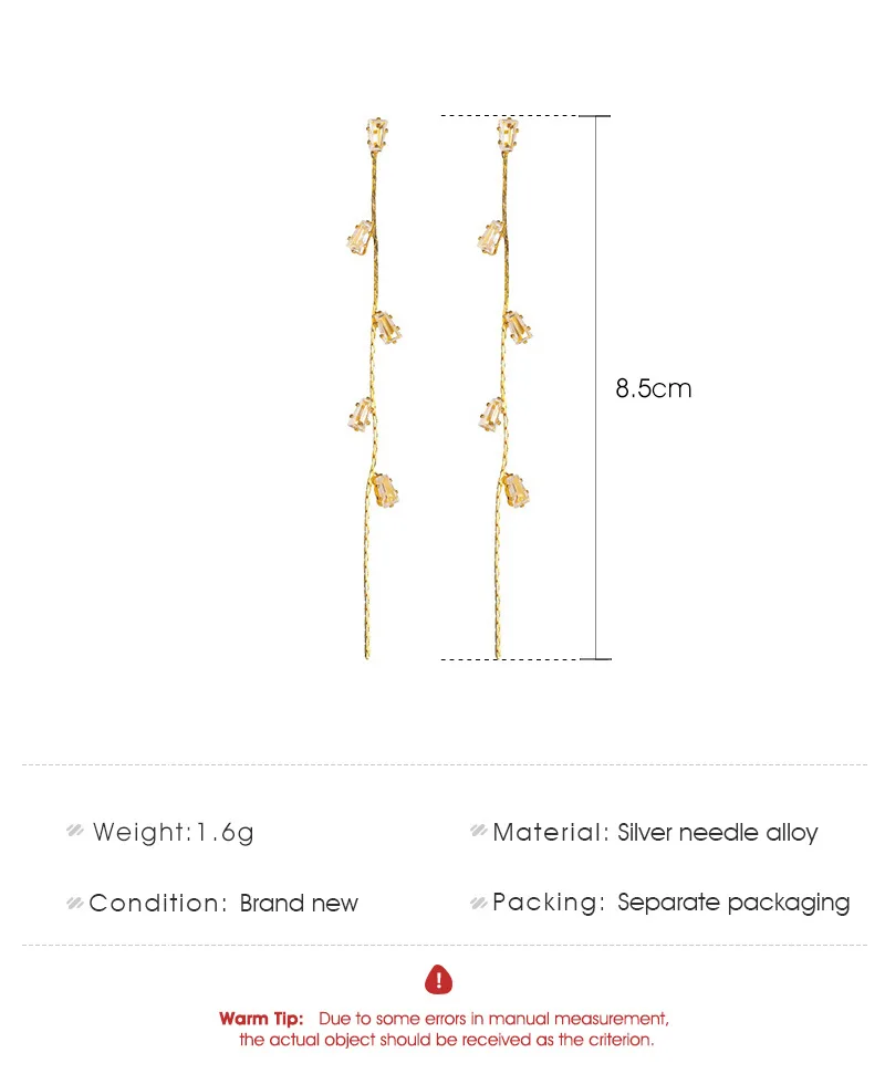 

New Fashion Jewelry Temperament Crystal Tassel Earrings Super Immortal Long Versatile Zircon Leaf Earrings