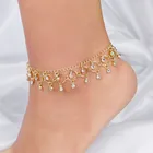 Женский браслет на ногу Zuowen, с круглыми кристаллами и бусинами, Богемский Браслет на лодыжку