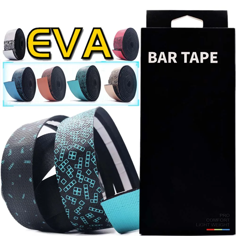 

2pcs Road Bike Bar Tape Tetris design Toughness Vibration Damping Anti-Vibration EVA PU Bent Handlebar Bar Tape Wrap