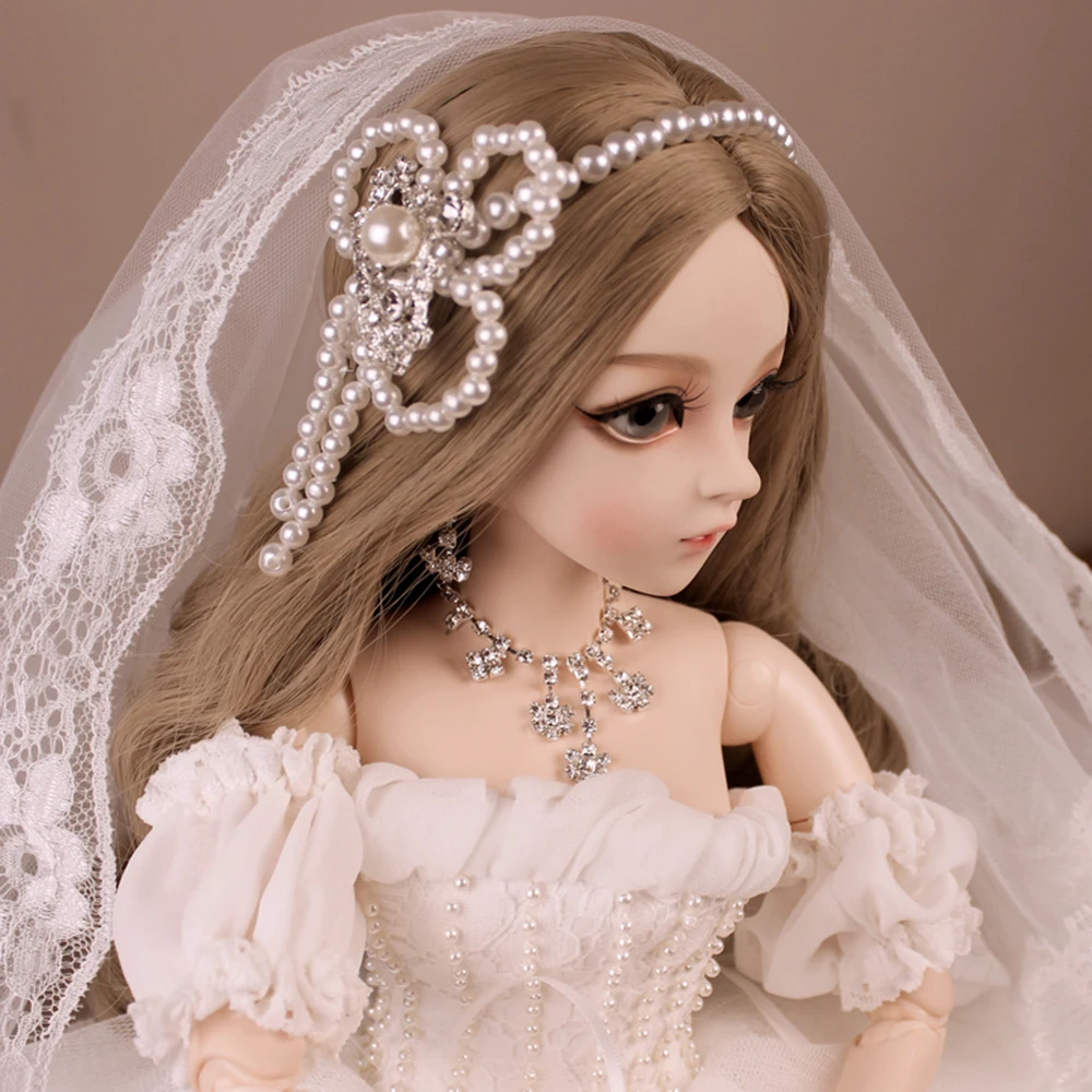 EVA BJD 1/3 невесты кукла ручной работы макияж 24 дюйма 60 см белое платье + стеклянные
