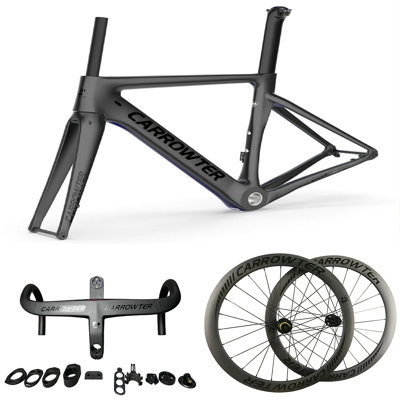 

Package sale Black on Black UD Matte T1000 CARROWTER Disc Carbon Road Frames BoB Handlebar 50mm carbon Wheels Ship XDB DPD UPS