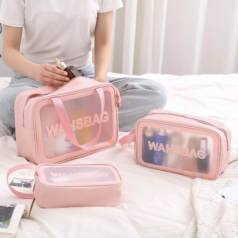 

Portable Multifunction Large Capacity PU Frosted Waterproof Cosmetic Organizer Bag Travel Makeup Storage Bag Female Wash Bag