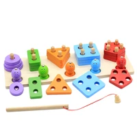 wooden shape sorter stacker toddlers toy color sorting toy baby wooden stacking sorting toys for toddlers fishing game