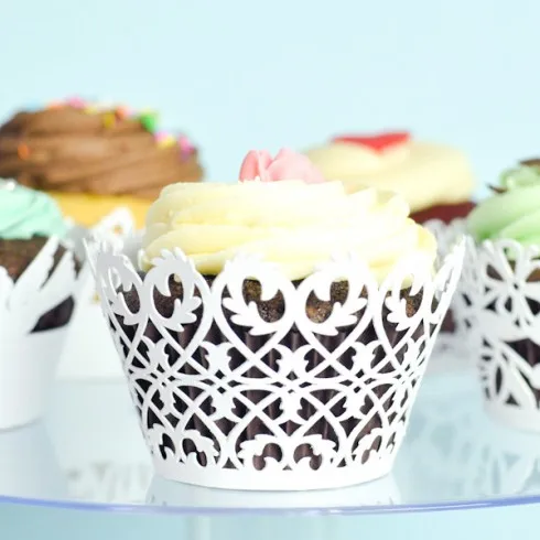 50 шт. обертка для кексов с лазерной обрезкой подкладкой из утиного пуха форма