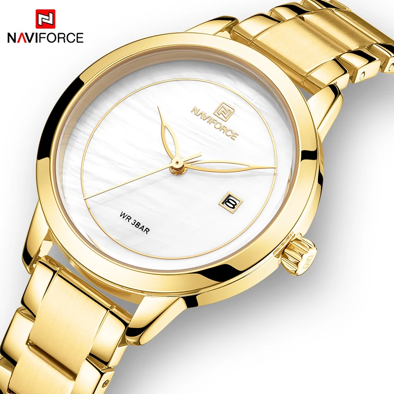 NAVIFORCE роскошные золотые женские часы модные повседневные нарядные наручные часы для дам водонепроницаемые наручные часы Relogio Feminino 2022